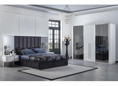 Bedroom Complete Luxury Modern Bed 2x Bedside tables Luxury Wardrobe