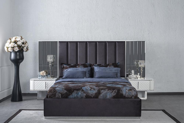 Bedroom Complete Luxury Modern Bed 2x Bedside tables Luxury Wardrobe