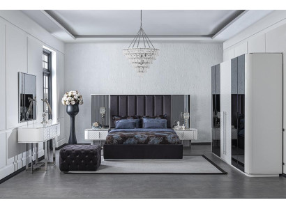 Bedroom 6tlg Bet 2x Bedside tables Luxury Wardrobe Design Dressing table