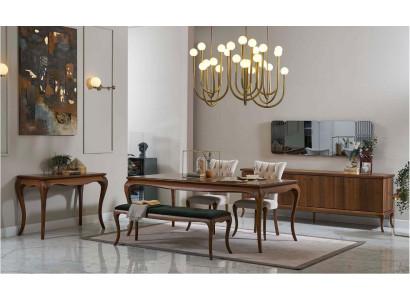 Dining set Dining room furniture Dining corner set Dining room 8-piece Wood Brown Table