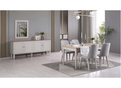 Dining room furniture Dining set Dining room Dining table Chairs Wood Gray Set 9pcs