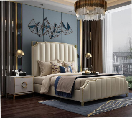 Bed 2x Bedside table 3 pcs. Bedroom Set Design Modern Luxury Furniture