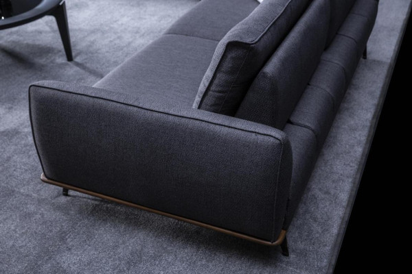Gray upholstered sofa, modern three-seater living room textile sofa, luxury new