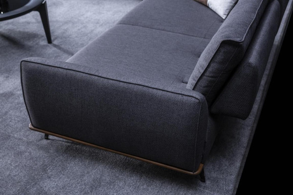 Gray upholstered sofa, modern three-seater living room textile sofa, luxury new