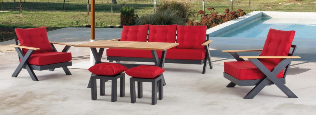Garden furniture sofa set table stool armchair veranda seating group n 6 pieces.