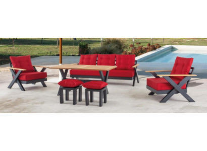 Garden furniture sofa set table stool armchair veranda seating group n 6 pieces.