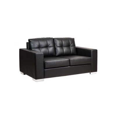 Black Living room 2-Seater Luxury Leather Relax Couch Modern Design