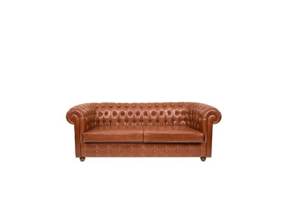 Luxury Brown Chesterfield Three Seater Couch 3-Seater Modern Sofa