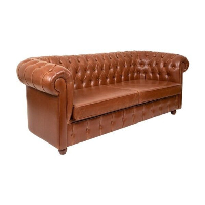 Luxury Brown Chesterfield Three Seater Couch 3-Seater Modern Sofa