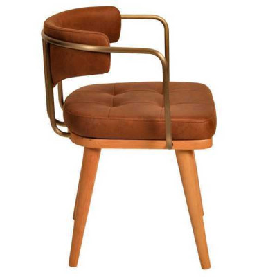 Luxury Dining room Orange Modern Wooden Chair Designer Single Seat Recliner Chair