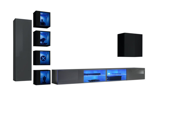 Furnishings Modern Furniture Living room Complete Wall unit Wooden furniture TV lowboard