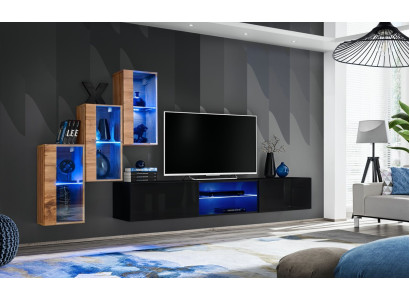 Complete Designer Modern Wall unit Wall shelves TV lowboard 3x wall cabinet