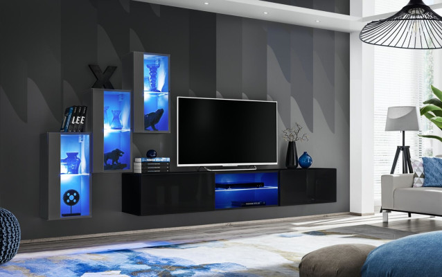 3x wall cabinet wall unit set 4 pieces living room furniture wall shelves sideboard