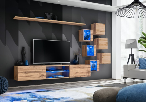 Braun Wall unit Living room furniture Wall Wardrobe Luxury Set new wooden furniture