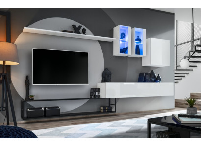 Complete e Wall unit Designer Luxury Living room furniture White TV Lowboard Sideboard