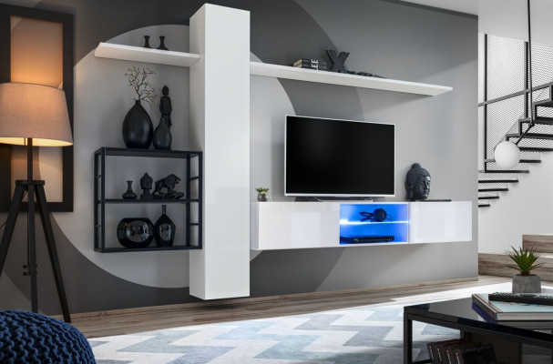 Wall unit Furniture Furnishings 270 cm wall cabinet White Wall Shelves Furnishings