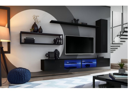 Wall unit Black Living room furniture Wall cabinet Wall Shelves Luxury Set new