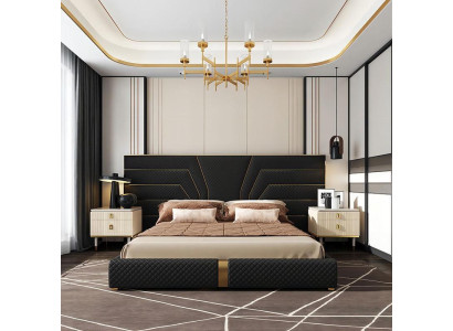 Designer Bed Beds Upholstered bed Metal Gold 180x200 Double bed