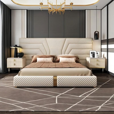 Designer Bed Beds Upholstered bed Metal Gold 180x200 Double bed