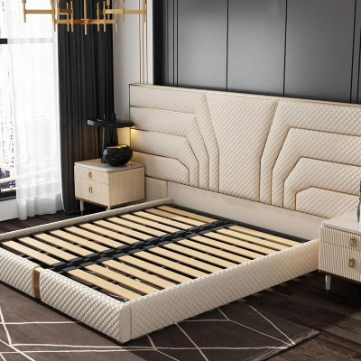 Designer Bed Beds Upholstered bed Metal Gold 180x200 Double bed