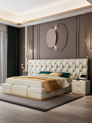 Bed Upholstery Design Luxury Double Hotel Beds beige Luxury Hotel new