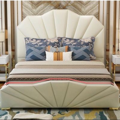 Design Leather Beds Hotel Double Bed Bedroom Furniture Furnishings