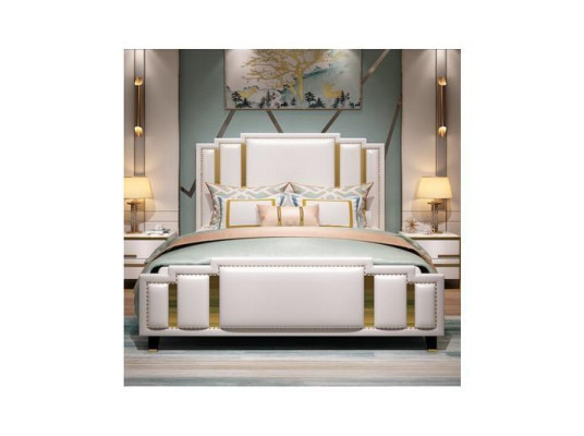 Luxury Bedroom Set Design Bed 2x Bedside table Wood Complete 3 pcs
