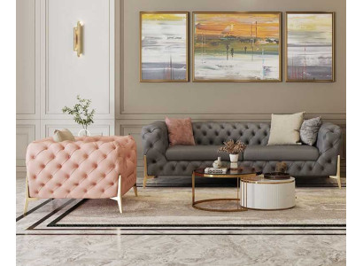 Sofa set 3+1 Seater Set Design Sofas Upholstery Leather Relax Modern Furniture