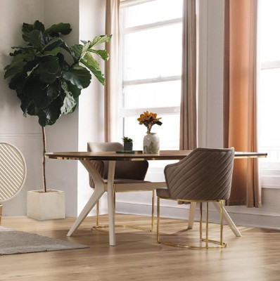 Dining set Dining room Luxury dinette Dining table Table Chairs Brown Set 5 pieces