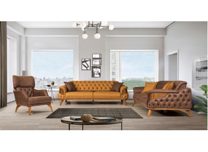 Chesterfield Seating group luxury sofa set three-seater armchair 3-piece