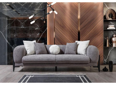 Living room furniture Luxury three-seater sofa Fabric furniture Modern couches stainless steel