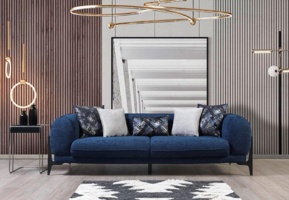 Blue he Three Seater Luxury Couch Modern Sofas Living room furniture stainless steel