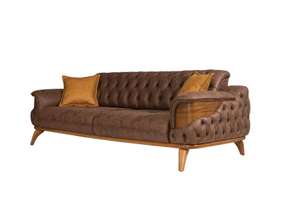 Three Seater Sofa Luxury Seater Chesterfield Leather Brown Design Living room