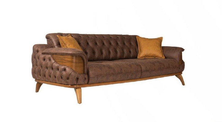 Three Seater Sofa Luxury Seater Chesterfield Leather Brown Design Living room