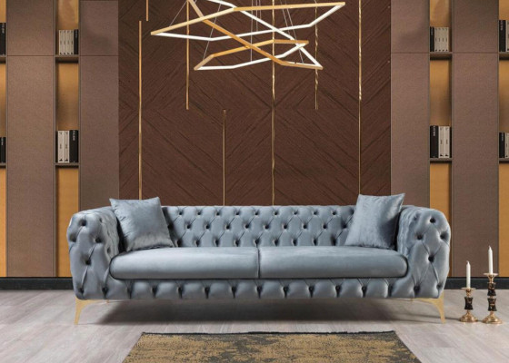 Modern three seater Chesterfield Furniture stainless steel Polyester Living room furniture