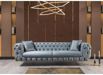 Modern three seater Chesterfield Furniture stainless steel Polyester Living room furniture