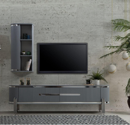TV stand TV-cabinet lowboard shelves sideboard table modern gray luxury new