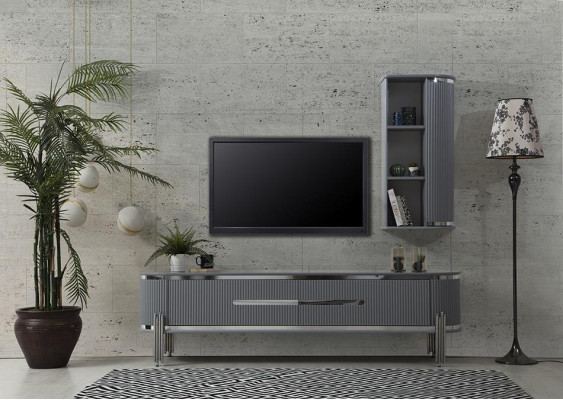 TV stand TV-cabinet lowboard shelves sideboard table modern gray luxury new