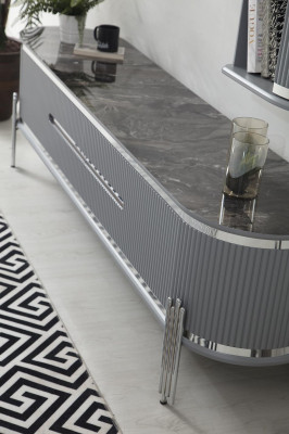 TV stand TV-cabinet lowboard shelves sideboard table modern gray luxury new