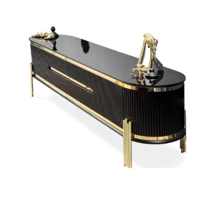 Modern lowboard luxury TV cabinet TV lowboard Living room furniture Black Gold
