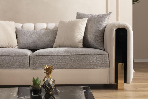 Modern sofa set 2x three-seater + armchair Upholstered furniture stainless steel Furniture 3-piece