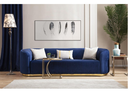 stainless steel three seater luxury sofa blue living room furniture upholstered sofas couches