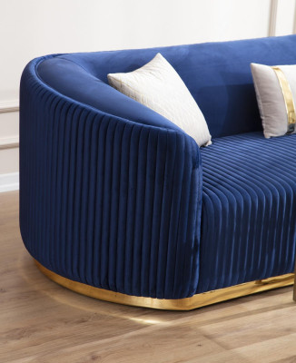 stainless steel three seater luxury sofa blue living room furniture upholstered sofas couches