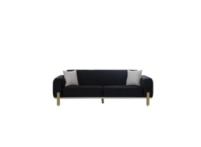 Modern Black Three Seater with Stainless Steel Upholstery Couch Sofas Design