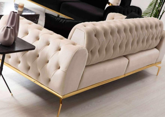 Modern Chesterfield sofa three-seater fabric furniture stainless steel furniture couch