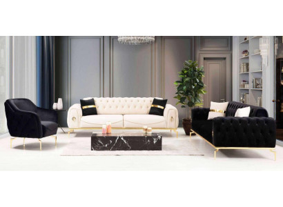 Chesterfield Seating group luxury seating set Upholstered furniture three-seater armchair
