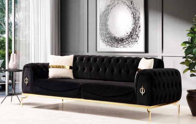 Chesterfield Seating group luxury seating set Upholstered furniture three-seater armchair