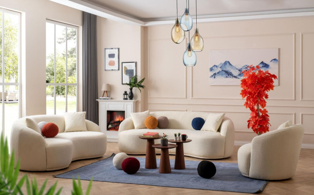 Living room set 3 pieces. Designer Sofa set 4+3+1 Seat Living landscape