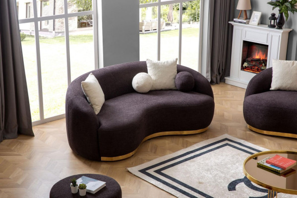 Living room furniture Luxury Sofa 3 - Seater Design Brown Soft Sofa Upholstery Textile 230cm