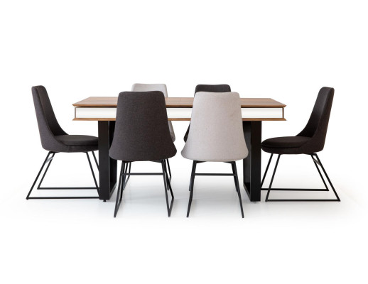Dining room Group dining set Dining table Table 6x armchairs Chair Chairs 7 pieces